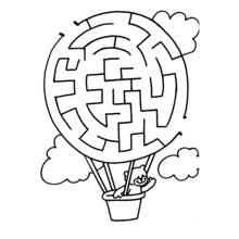 Coloriage Labyrinthe montgolfière avec un ours