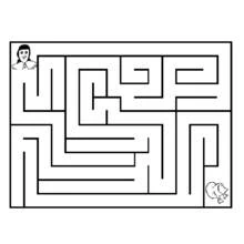 Coloriage Labyrinthe simple entre une fillette et des ballons