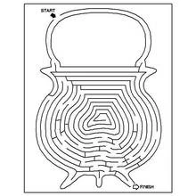 Coloriage Labyrinthe en forme de chaudron avec anse