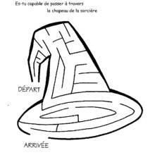 Coloriage Labyrinthe du chapeau de sorcière