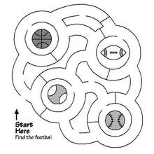 Coloriage Labyrinthe des ballons de sport