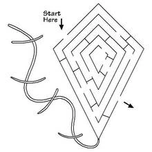 Coloriage Labyrinthe en forme de cerf-volant avec sa queue