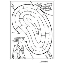 Coloriage Labyrinthe du renne pour rejoindre le traîneau