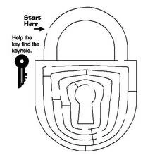 Coloriage Labyrinthe du cadenas vers la serrure