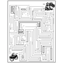 Coloriage Labyrinthe de l'écureuil vers les glands