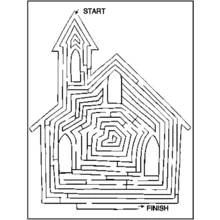 Coloriage Labyrinthe du clocher d'église