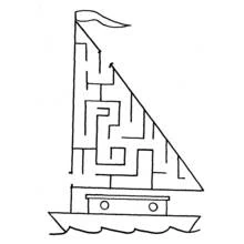 Coloriage Labyrinthe voilier à voile triangulaire