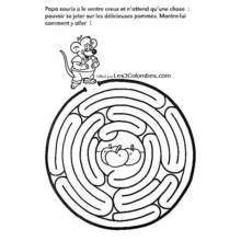 Coloriage Labyrinthe de la souris et des pommes