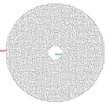 Coloriage Labyrinthe circulaire du départ à l'arrivée