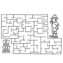 Coloriage Labyrinthe de l'explorateur vers la statue