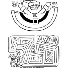Coloriage Père Noël à découper et labyrinthe des chanteurs de Noël