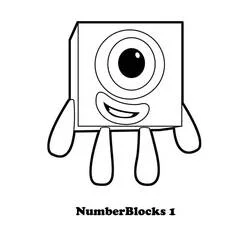 Coloriage Numberblocks 1 avec un grand œil souriant