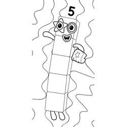 Coloriage Numberblocks 5 avec lunettes étoile