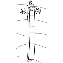 Coloriage Numberblocks numéro 10 les mains levées
