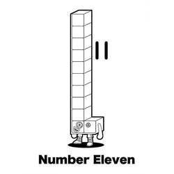 Coloriage Numberblocks numéro onze en tour