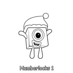 Coloriage Numberblocks Un avec un bonnet de Noël