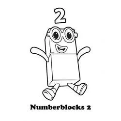 Coloriage Numberblocks 2 les bras ouverts