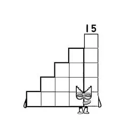 Coloriage Numberblocks quinze en forme d'escalier