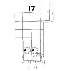 Coloriage Numberblocks en forme de nombre 17