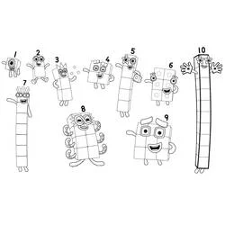 Coloriage Numberblocks personnages de un à dix