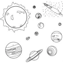 Coloriage Planete du système solaire avec soleil et comète