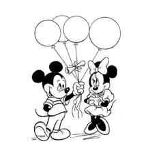 Coloriage Mickey Mouse offrant des ballons à Minnie