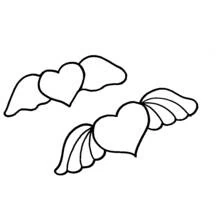 Coloriage Deux cœurs ailés
