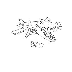 Coloriage Bombardiro Crocodillo avec corps d'avion