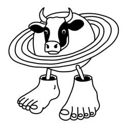 Coloriage La Vaca Saturno Saturnita marchant sur des jambes