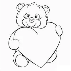 Coloriage Ours serrant un cœur contre lui, oreilles rondes