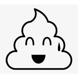 Coloriage Crotte emoji souriante avec une goutte de sueur