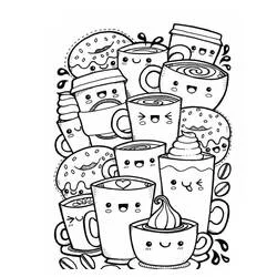 Coloriage Boissons mignonnes doodle art Coloriage Boissons mignonnes doodle art