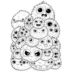 Coloriage Pile de monstres pelucheux doodle Coloriage Pile de monstres pelucheux doodle