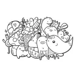 Coloriage Monstres mignons en doodle art Coloriage Monstres mignons en doodle art