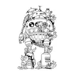 Coloriage Robot Doodle Art couvert de petites créatures Coloriage Robot Doodle Art couvert de petites créatures