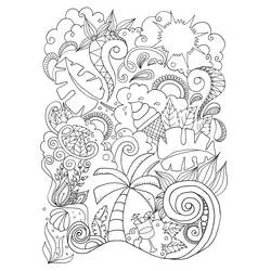 Coloriage Doodle Art tropical composition Coloriage Doodle Art tropical composition