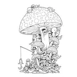 Coloriage Doodle Art monstres et champignons Coloriage Doodle Art monstres et champignons