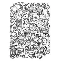 Coloriage Motif de monstres doodle abstrait Coloriage Motif de monstres doodle abstrait