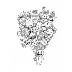 Coloriage Doodle Art ballons avec visages de monstres Coloriage Doodle Art ballons avec visages de monstres
