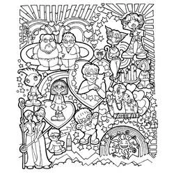 Coloriage Doodle Art collage de personnages de bande dessinée Coloriage Doodle Art collage de personnages de bande dessinée