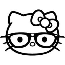 Coloriage Hello Kitty avec des lunettes de geek