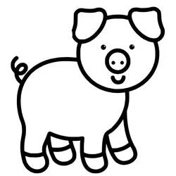 Coloriage Cochon très simple debout