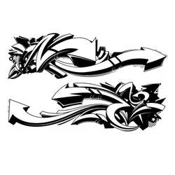 Coloriage Graffiti flèches opposées en mouvement Coloriage Graffiti flèches opposées en mouvement