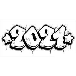Coloriage Graffiti 2021 en lettres bombées Coloriage Graffiti 2021 en lettres bombées