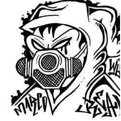 Coloriage Graffiti d'un personnage masqué à gaz Coloriage Graffiti d'un personnage masqué à gaz