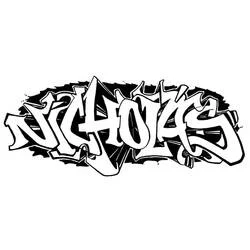 Coloriage Graffiti tag avec le prénom Nicholas Coloriage Graffiti tag avec le prénom Nicholas