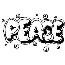 Coloriage Graffiti mot Peace en lettres bulles Coloriage Graffiti mot Peace en lettres bulles