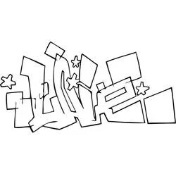 Coloriage Graffiti formant le mot love avec des étoiles Coloriage Graffiti formant le mot love avec des étoiles