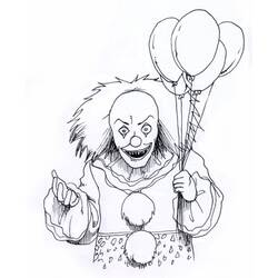 Coloriage Clown effrayant tenant des ballons