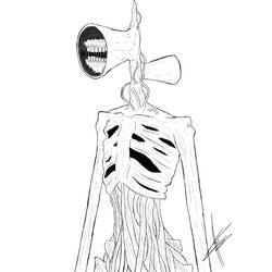 Coloriage Siren Head avec tête en forme de haut-parleur